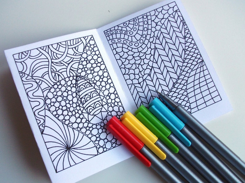 Mini Zine, PRINTABLE Zentangle Inspired Coloring Book, Intricate Zendoodle Coloring Patterns image 4