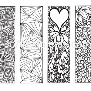 Zendoodle Mindfulness Bookmarks, Inspired by the art of Zentangle, Printable Coloring Sheet 2 image 2