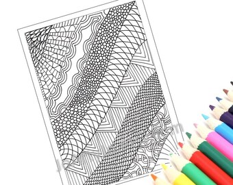 Printable Coloring Page, Zentangle Inspired PDF Zendoodle Pattern, Page 19