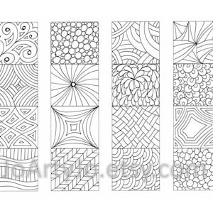 Color Your Own Bookmarks, Zentangle Inspired Printable Coloring, Sheet 17