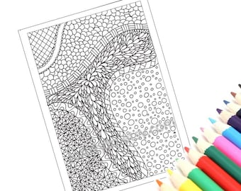 Coloring Page, Printable Zentangle Inspired PDF Zendoodle Pattern, Page 18