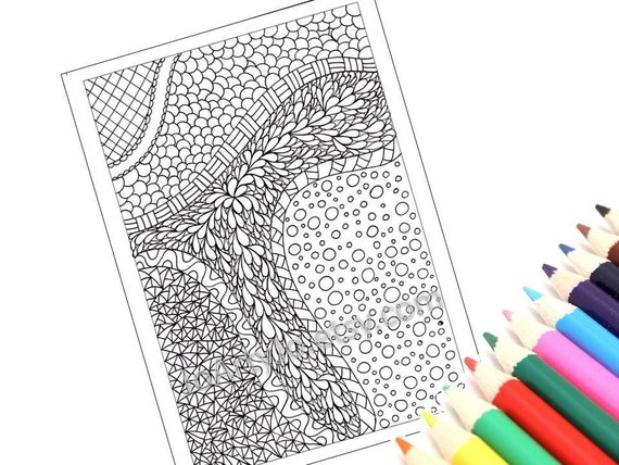 coloring page printable zentangle inspired pdf zendoodle etsy