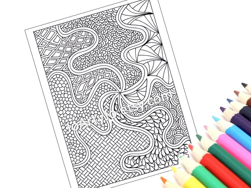 coloring page printable zentangle inspired instant download etsy