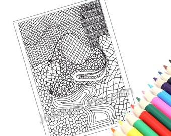 Printable Coloring Page, Zentangle Inspired Coloring Pattern, Page 25