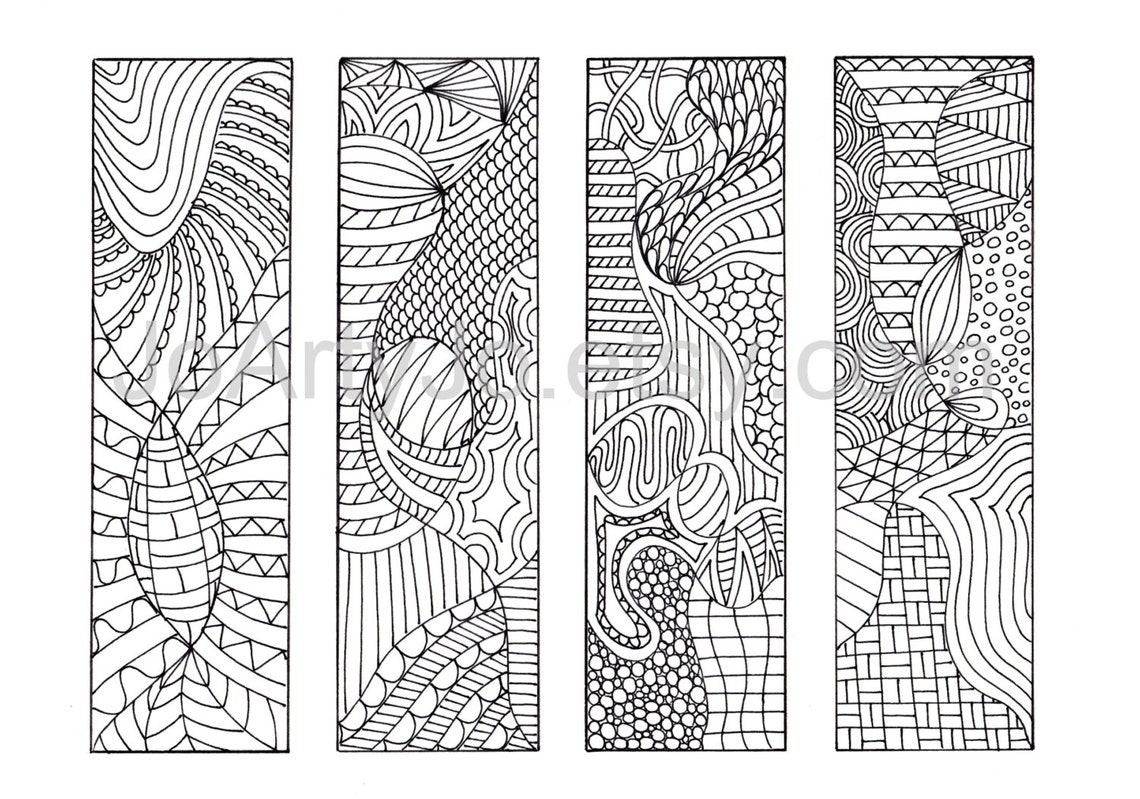 Coloring Bookmarks to Print, 12 Zentangle Inspired Printable Bookmarks ...