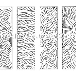 Zendoodle Bookmarks DIY, Zentangle Inspired Printable Coloring, Digital Download, Sheet 10