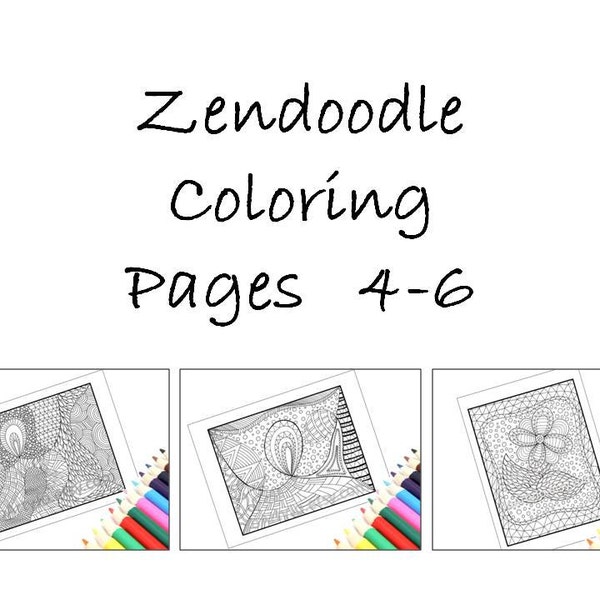 Downloadable Zentangle Inspired Coloring Pages, Printable Zentangle Inspired Pages 4-6