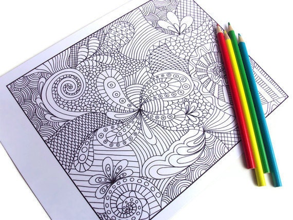 zentangle inspired coloring page printable pdf zendoodle etsy