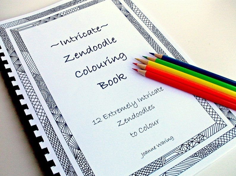 Instant Download Coloring Book, Zentangle Inspired, Extremely Intricate Printable, 12 Coloring Patterns, Zendoodles to Color image 1