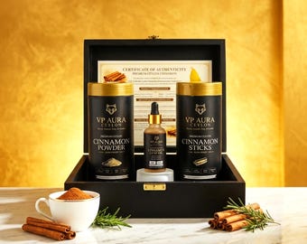 Set de regalo de especias orgánicas: la mejor canela de Ceylon Alba en palitos y kit de aceite.
