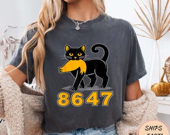 86 47 Chat noir vintage drôle numéros mystères T-shirt amoureux des chats
