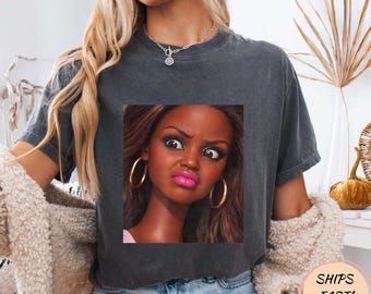 T-shirt drôle de visage de poupée effrayante, expression de mème, sarcastique hilarant