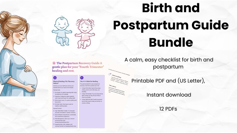 Post Birth Pdf Ultimate Birth Postpartum Bundle, Hospital Bag Checklist, Recovery ...
