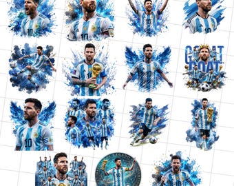Messi PNG Clipart Bundle, Argentina Soccer World Cup Clip Art, Lionel Messi Sublimation File, 2026 Argentina t-shirt png, Digital Download