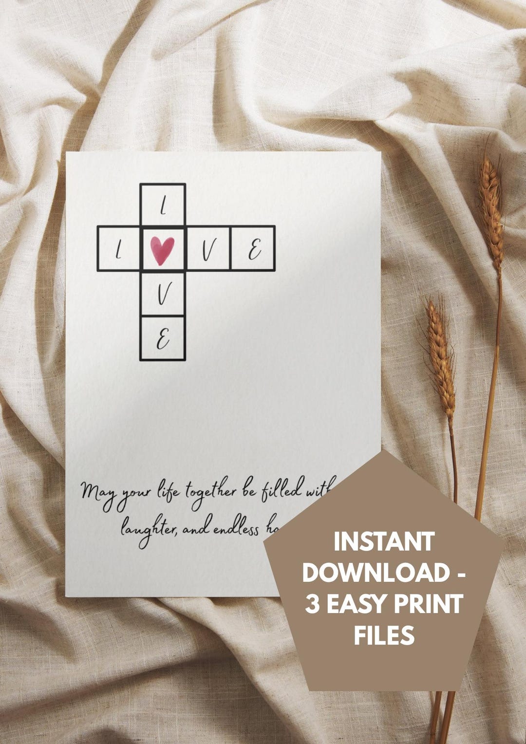 Wedding Card Printable Love Card, Minimalist Wedding Card, Printable