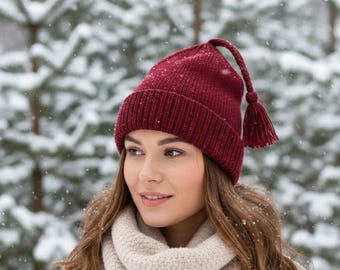 Red Ice Out Beanie Knitting Pattern | Fair Isle Scandinavian Style (PDF Download)