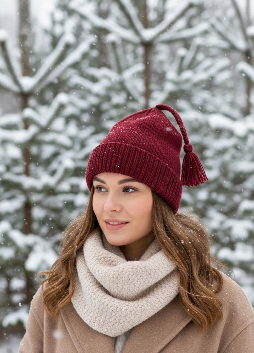 Bonnet Norvégien AKAZ - Blanc/gris - Taille Unique - Tricot - Très Bon état - Style Ski