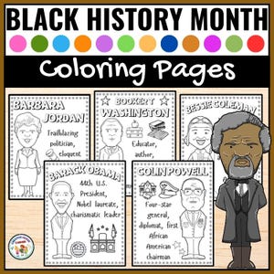 Black History Month Coloring Pages | 37 Famous African American Leaders Coloring Sheet | February Holiday