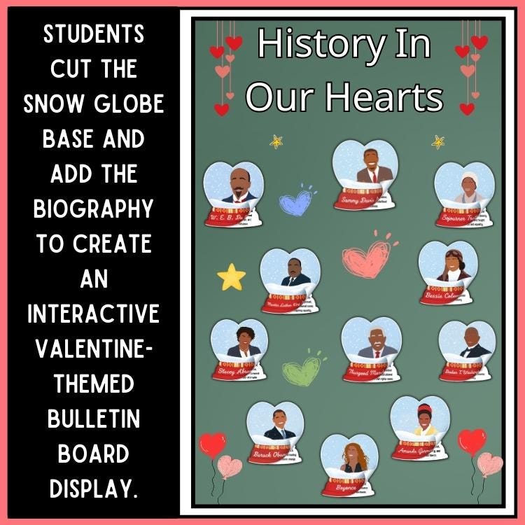 Black History Month & Valentines Day Interactive Bulletin Board ...
