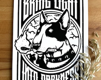 Handgemachter Siebdruck "Bring light into darkness" A4