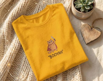 Funny Cat With Sword T-Shirt, Booyah Quote, Cartoon Cat Lover Tee