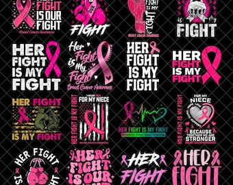 La sua lotta è la nostra lotta png Bundle, cancro al seno png, consapevolezza del cancro png, lotta contro il cancro png, download di disegni sublimati