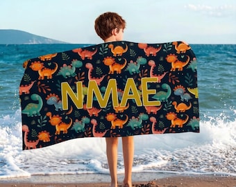 Spersonalizowany ręcznik plażowy dla dzieci, ręcznik kąpielowy z imieniem dla dzieci, prezent dla chłopców i dziewcząt