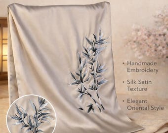 Ręcznie haftowany szal jedwabny – elegancki szal damski, prezent dla ukochanej mamy