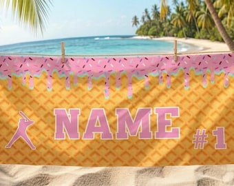 Spersonalizowany ręcznik plażowy z motywem lodów, miękki i lekki, 30 x 60 cali, ręcznik poliestrowy, prezent na lato