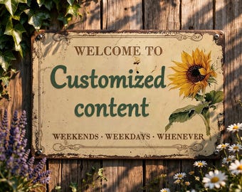 Spersonalizowany projekt znaku powitalnego na trwałej płycie żelaznej, możliwość personalizacji tekstu, łatwy do powieszenia