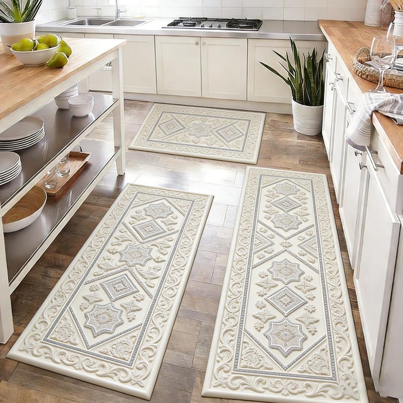 Vintage Diatomaceous Earth Kitchen Mat Set – Non-slip & Washable Floor ...