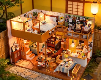 Zestaw do samodzielnego wykonania miniaturowej chatki, kreatywny kącik książkowy, dekoracje do samodzielnego montażu