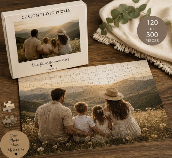 Personalized Photo Puzzle, Custom Family Jigsaw Puzzle, 120 or 300 Pieces Memory Gift, Unique Picture Keepsake, Birthday Gift For Loved Ones