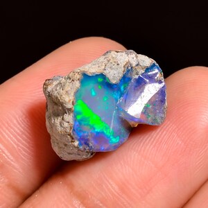 Natural Ethiopian Black Opal Rough Stone, Blue Green Fire, Jewelry Making, Wire Wrapping
