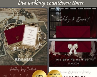 Editable Wedding Website Template, Canva Wedding Website, Digital Invite with RSVP, Wedding Countdown