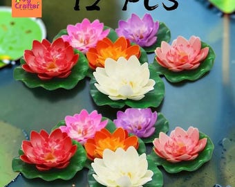 Artificial Lotus Floating Flowers Water Lily Pond Decor 1 5 12Pcs Fake Lotus Plants Garden Pond Pool Decoration Lifelike