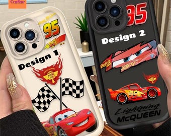 Lightning McQueen iPhone Case, Disney Cars Silicone Phone Cover for iPhone 17 16 15 14 13 12 11 Pro Max XR XS SE Shockproof Cute Case
