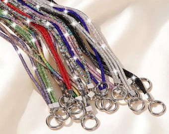 Glitter Rhinestone Crossbody Phone Strap - Crystal Beads Phone Charm, Teacher Lanyard, ID Badge Holder | Mothers Day Gift for Her