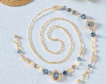 Blue Moonstone Glasses Chain for Her, Fashion Lanyard Glasses Eyeglass Holder, Reading Glasses Accessories, Spring Jewelry-Mothers Day Gift
