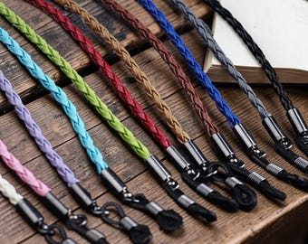 Cadena de cuero para gafas para mujer, soporte para gafas, cordón de cuero para profesora, joyería de primavera - Regalo del Día de la Madre/Regalo de graduación para ella