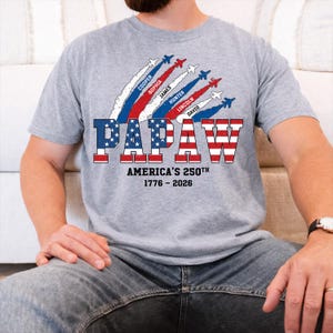 Personalized Proud Papaw Nation Flag Shirt, Custom Kids Name Tee, 4th of July Papaw Papa Shirt, Father’s Day Gift for Papaw, Grandpa, Dad image 2