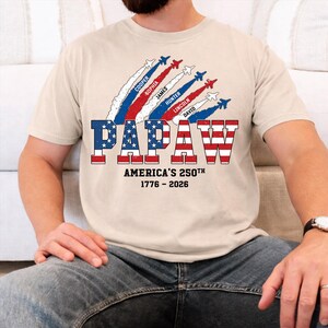 Personalized Proud Papaw Nation Flag Shirt, Custom Kids Name Tee, 4th of July Papaw Papa Shirt, Father’s Day Gift for Papaw, Grandpa, Dad image 4