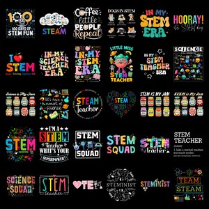 STEM Teacher Png Bundle Funny STEAM Science Quotes Shirt Design, Engineering Math Technology Teacher Sublimation Png Pack