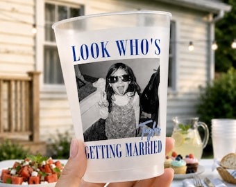 Personalized Bachelorette Photo Cup, Custom Bride Face Frosted Plastic Cup, Bridal Shower Favor, Girls Trip Party Drinkware