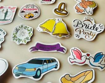 50 White Wedding Sticker Set – 50 Elegant Wedding Stickers | Floral, Love & Bridal Decor