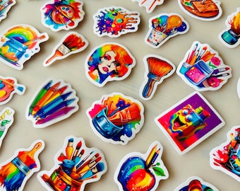 Juego de 50 pegatinas de pinturas – 50 pegatinas de obras de arte | Pinturas, arte, arte vintage y decoración estética