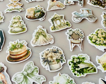 50 White Wedding Sticker Set – 50 Elegant Wedding Stickers | Floral, Love & Bridal Decor