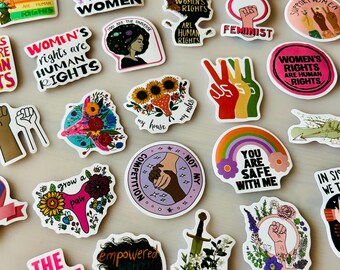 Juego de 50 pegatinas sobre los derechos de la mujer – 50 pegatinas de empoderamiento | Decoración sobre feminismo, poder femenino e igualdad