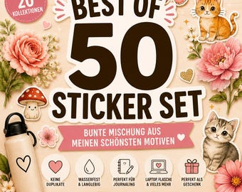 Lo mejor en pegatinas | 50 pegatinas de alta calidad | Los diseños más bonitos en un solo set