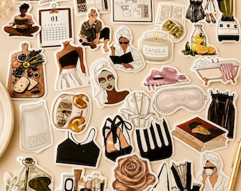 50 pegatinas Clean Girl – 50 pegatinas estéticas para adolescentes | Decoración minimalista, moderna y de estilo de vida
